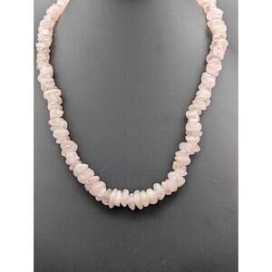 Joseph Mazer Gold Tone Rose Quartz Chunky Nugget Large Statement Necklace 21"